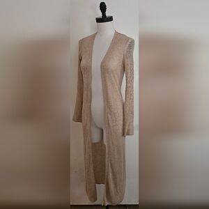 Women's Ribbed Tan Cardigan Sweater
